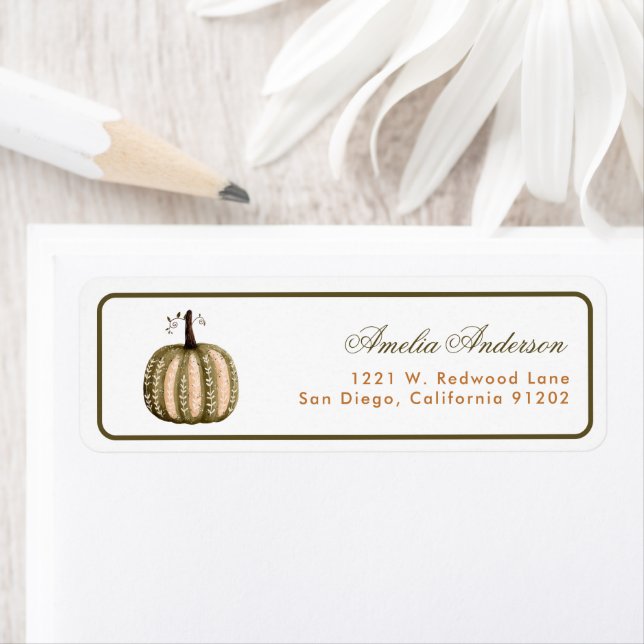  Boho thanksgiving Pumpkin Return Address Label (Insitu)