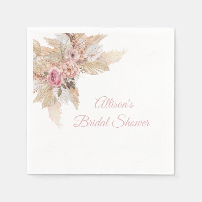 Boho Theme Personalised Cocktail Napkins (Front)