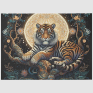 Boho Tiger in Tree with Moon  Tissue Paper