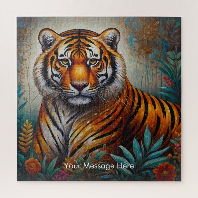 Boho Tiger Puzzle – Vibrant Jungle Wildlife Art (Vertical)