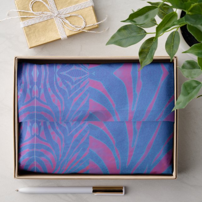 Boho Tiger Stripe Pink and Blue Tissue Paper (Gift)