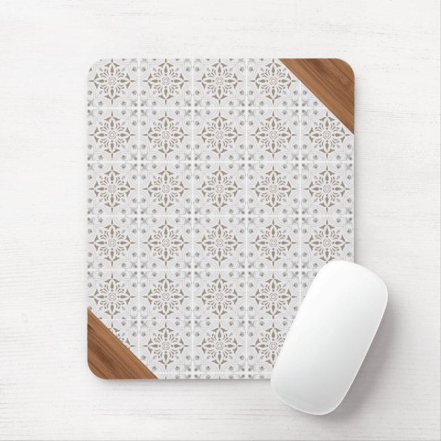 Boho Tile Bamboo Office Bohemian  Mouse Mat (With Mouse)