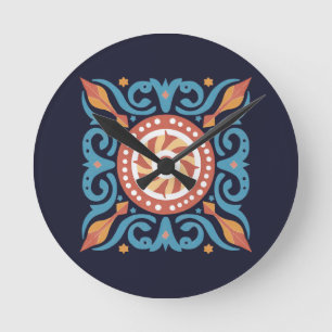 Boho Tile Round Clock