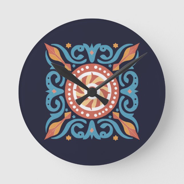 Boho Tile Round Clock (Front)