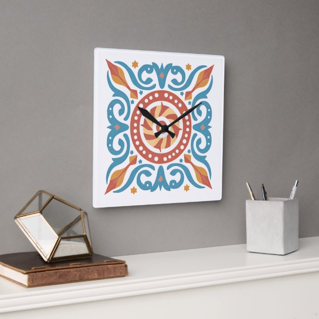 Boho Tile Wall Clock (Office)