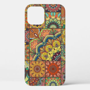 Boho tiles: colourful patchwork seamless pattern iPhone 12 case