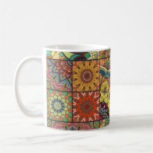 Boho tiles: colourful patchwork seamless pattern coffee mug