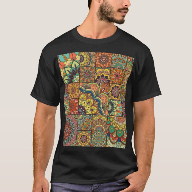 Boho tiles: colourful patchwork seamless pattern T-Shirt (Front)