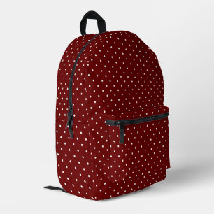 Boho Tiny Polka Dot Cute Burgundy Polka Dots Printed Backpack