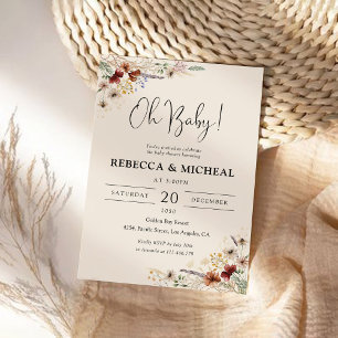 Boho Tiny Wildflower Baby Shower Invitation