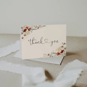 Boho Tiny Wildflower Baby Shower Thank You Card