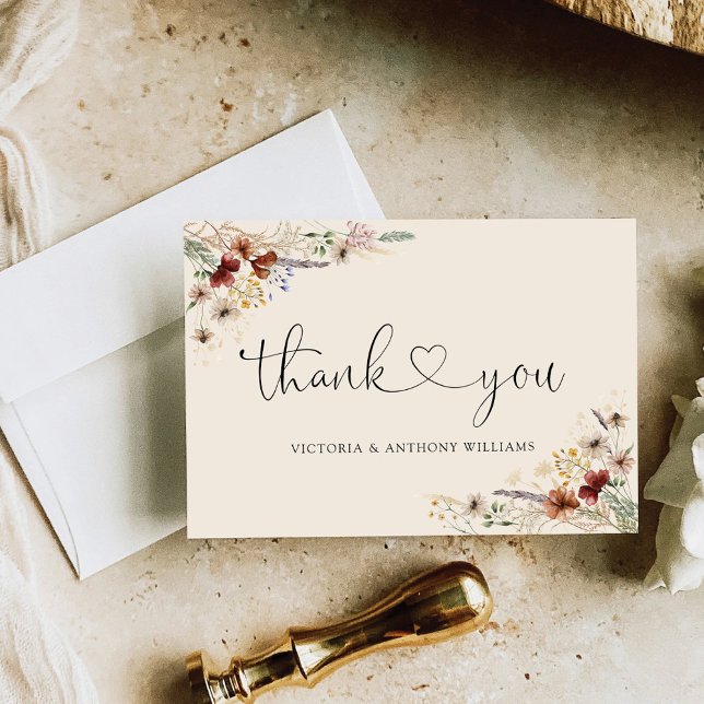 Boho Tiny Wildflower Bridal Shower Flat Thank You (Creator Uploaded)