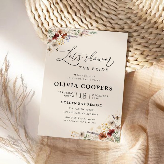 Boho Tiny Wildflower Bridal Shower Invitation (Creator Uploaded)