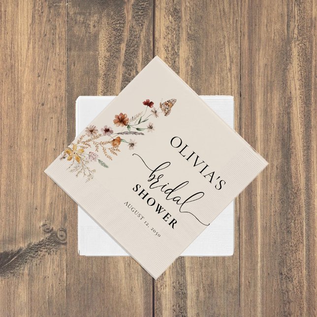 Boho  Tiny Wildflower Bridal Shower Paper Napkin (Creator Uploaded)