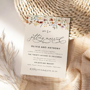 Boho  Tiny Wildflower Wedding Ceremony Invitation