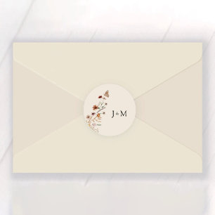 Boho Tiny Wildflower Wedding Classic Round Sticker