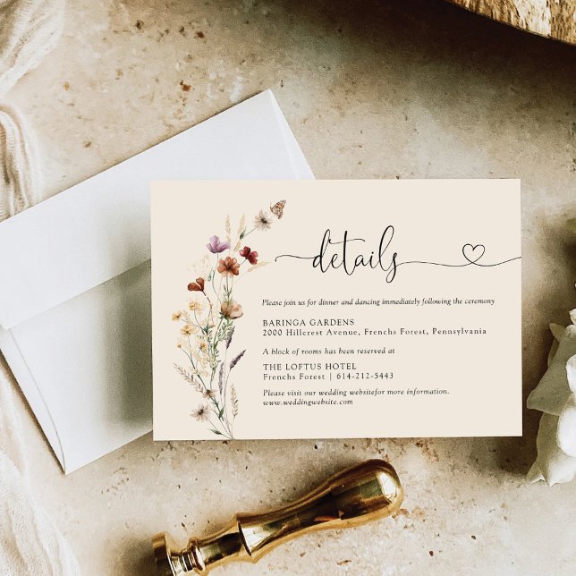 Boho Tiny Wildflower Wedding Details  Enclosure Card (Creator Uploaded)
