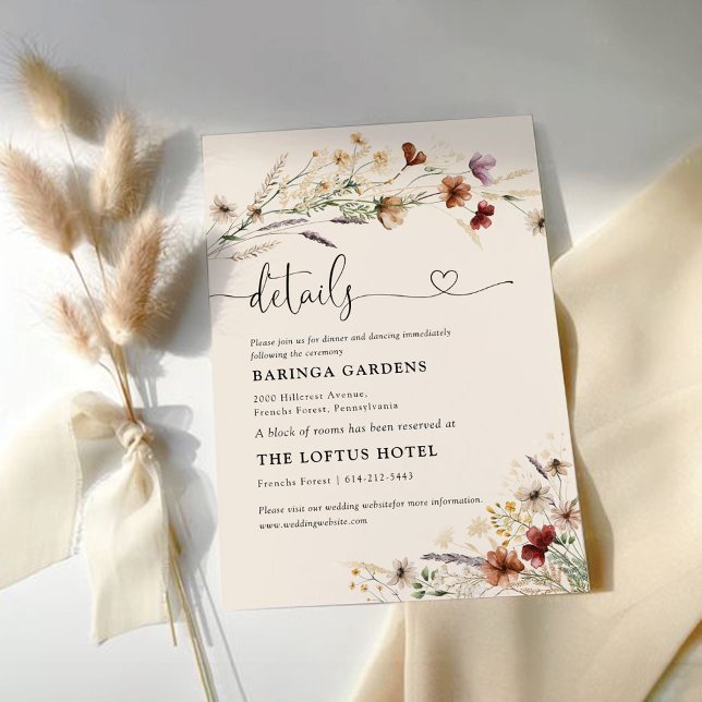 Boho Tiny Wildflower Wedding Details  Enclosure Card (Creator Uploaded)
