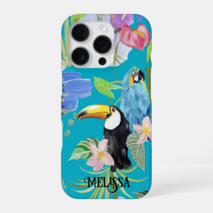 Boho Toucan Tropical Floral iPhone 16 Pro Case