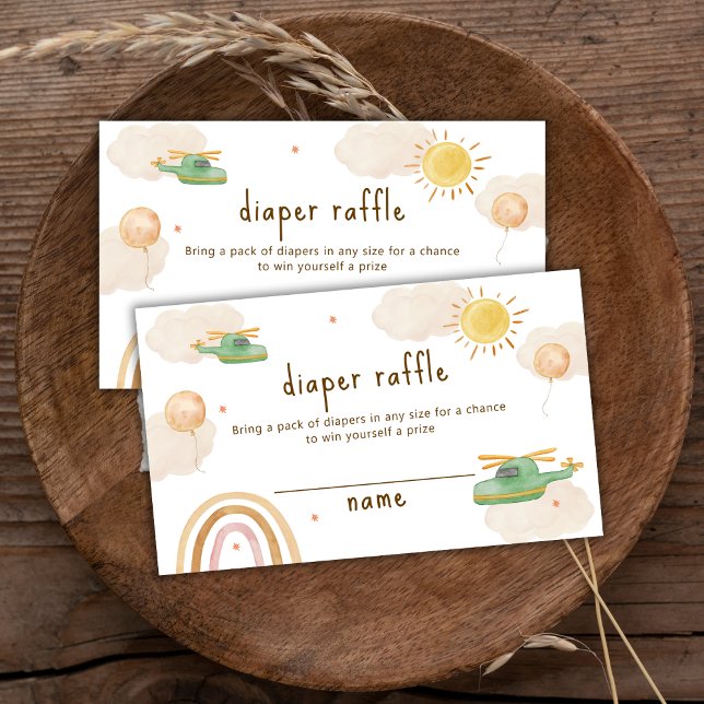 Boho Travel Helicopter Diaper Raffle Baby Shower Enclosure Card (Boho Travel Helicopter Diaper Raffle Baby Shower Enclosure Card)