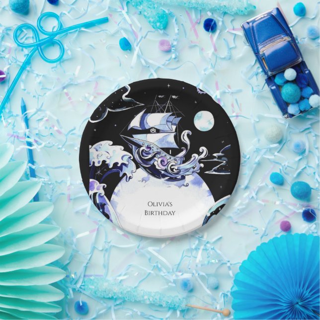 Boho Treasure Hunt Pirate Birthday Paper Plate (Party)