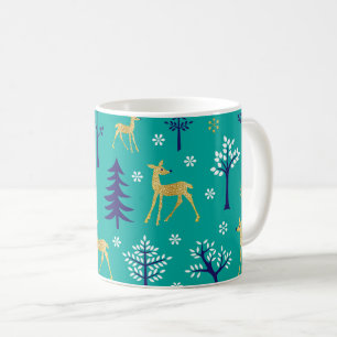 Boho Trees Gold Deers Modern Coffee Mug