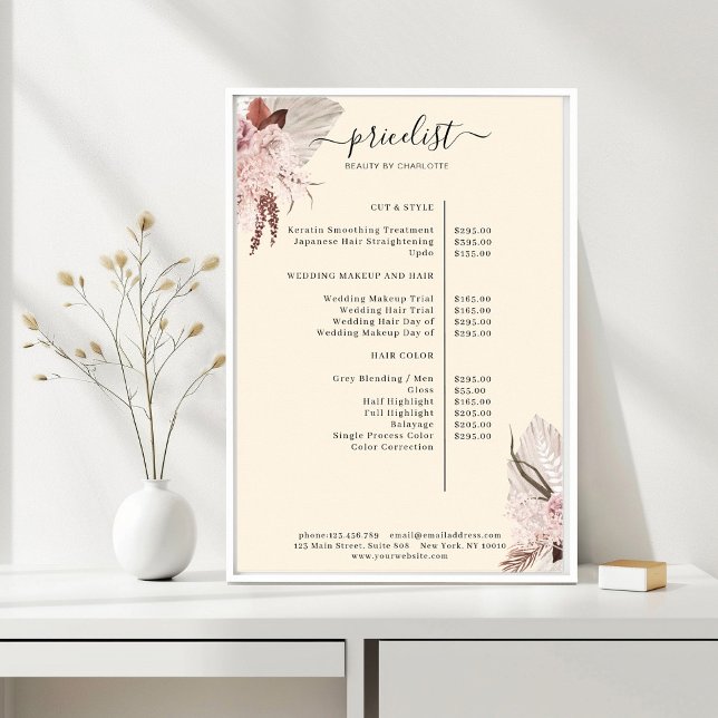 Boho Trendy Beige Pricelist  Poster (Boho Trendy Beige Pricelist  Poster)