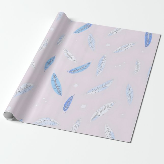 Boho Trendy Feathers Luxury Collection Wrapping Paper (Unrolled)