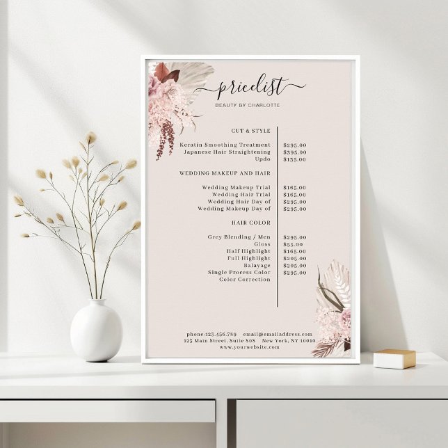 Boho Trendy Light-Brown Pricelist  Poster (Creator Uploaded)