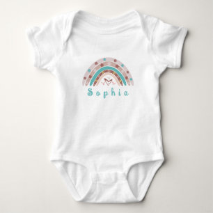 Boho Trendy Rainbow with Personalised Name Baby Bodysuit