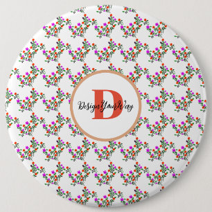 boho trendy retro cute vintage floral script 6 cm round badge
