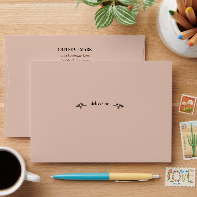 Boho Trendy Script Wedding Envelope (Desk)
