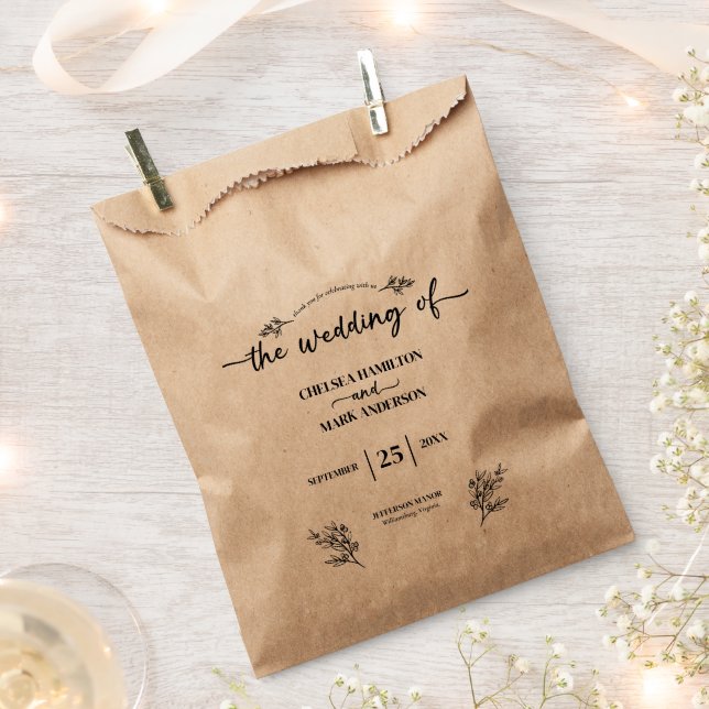 Boho Trendy Script Wedding Favour Bags (Clipped)