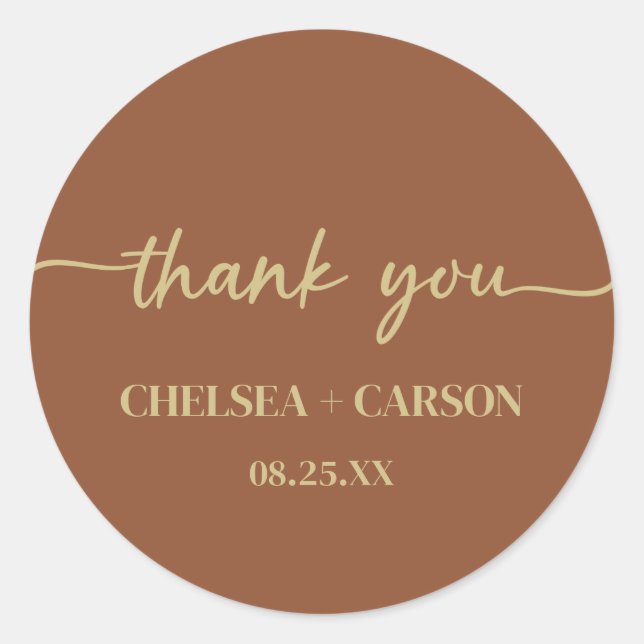 Boho Trendy Script Wedding Thank You Stickers (Front)
