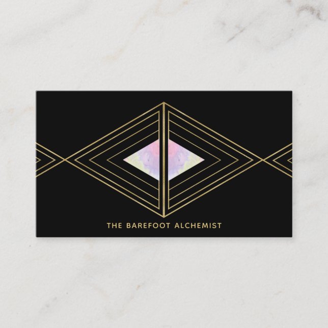 *~* Boho Triangles Sacred Geometry Alchemy Gold Business Card (Front)