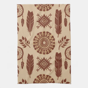 Boho Tribal Abstract Pattern Earthy Geometric Tea Towel
