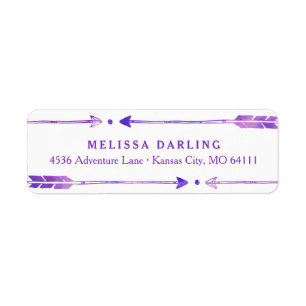Boho Tribal Arrow Address Labels Purple & Pink
