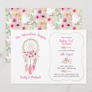 Boho Tribal Baby Girl Shower Dream Catcher Invitation