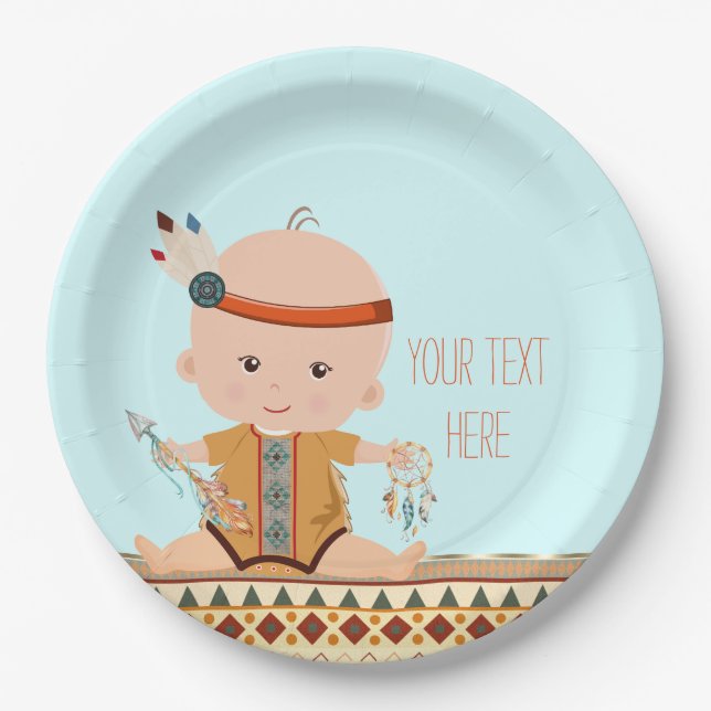 Boho Tribal Baby Shower Paper Plate (Front)