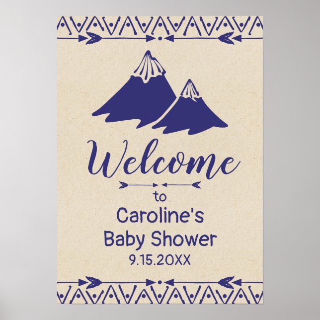 Boho Tribal Baby Shower Welcome Sign (Front)