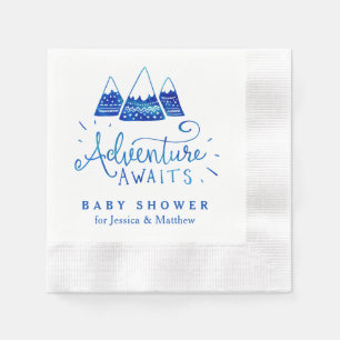 Boho Tribal Blue Adventure Baby Shower Napkins