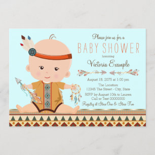 Boho Tribal Boy Baby Shower Invitation