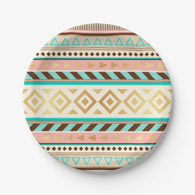 Boho Tribal Chic Stripes Paper Plate (Front)