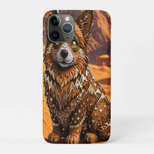 Boho Tribal Corgi Desert Mountain Art iPhone 11 Pro Case