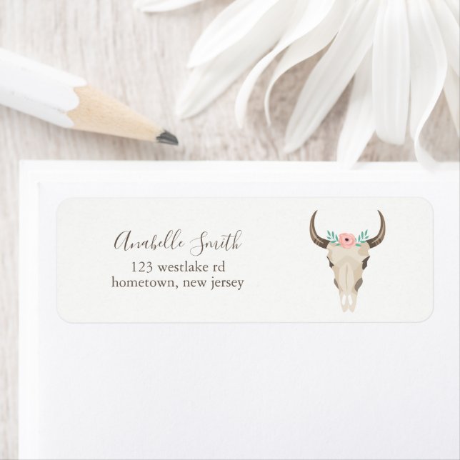 Boho Tribal Cow Skull (Insitu)