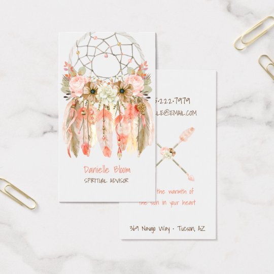 Boho Tribal Dream Catcher Arrows Feathers Flowers Business Card