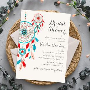 Boho Tribal feather Dreamcatcher Bridal Shower Invitation