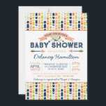 Boho Tribal Floral and Arrows Baby Shower Invitation<br><div class="desc">Bohemian Tribal patters,  Native american feathers and arrows and a lovely peach and navy blue colour scheme set the stage for this beautiful baby shower invitation - perfect for baby boy or girl,  twins or a gender neutral celebration.</div>