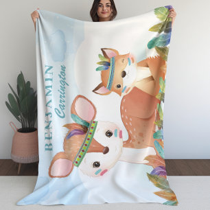 Boho Tribal Fox and Fawn with Kid’s Blanket