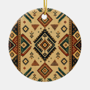 Boho Tribal Geometric Pattern Ceramic Christmas Or Tree Decoration